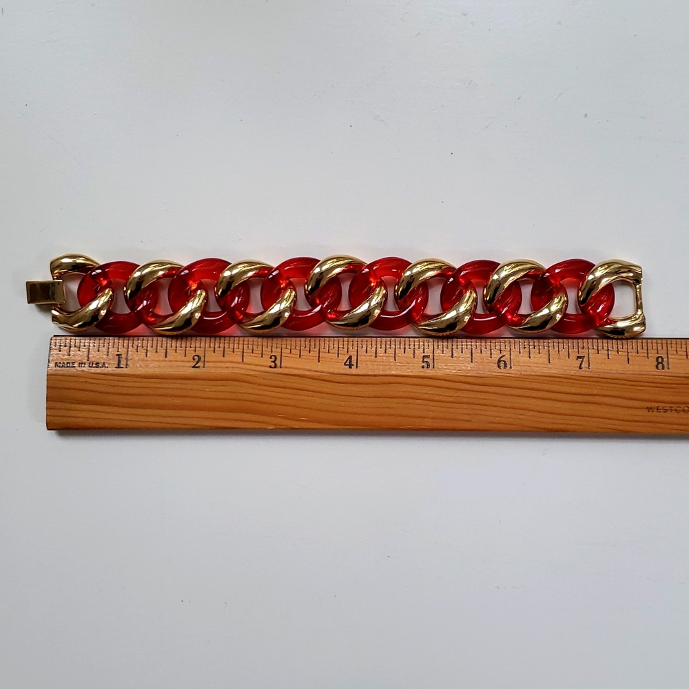 🔥HP🔥VTG Replica Collection Italy Gold/Lucite Link Bracelet - Picture 7 of 8